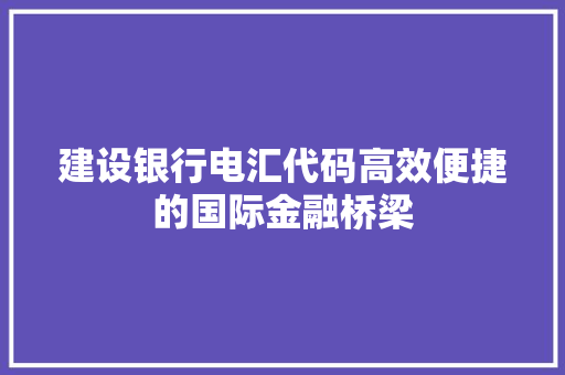 建设银行电汇代码高效便捷的国际金融桥梁