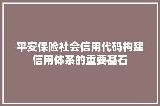 平安保险社会信用代码构建信用体系的重要基石
