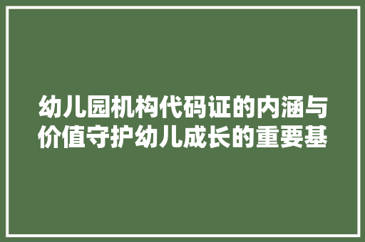幼儿园机构代码证的内涵与价值守护幼儿成长的重要基石