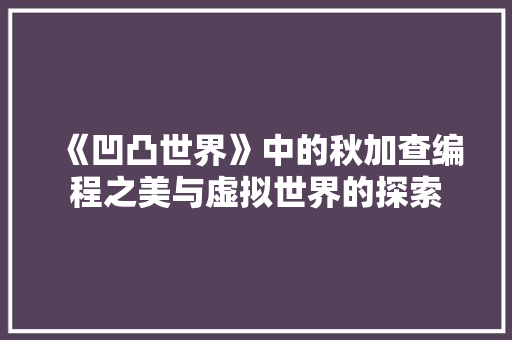《凹凸世界》中的秋加查编程之美与虚拟世界的探索