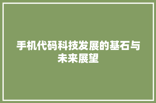 手机代码科技发展的基石与未来展望