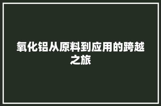 氧化铝从原料到应用的跨越之旅