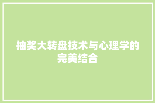 抽奖大转盘技术与心理学的完美结合