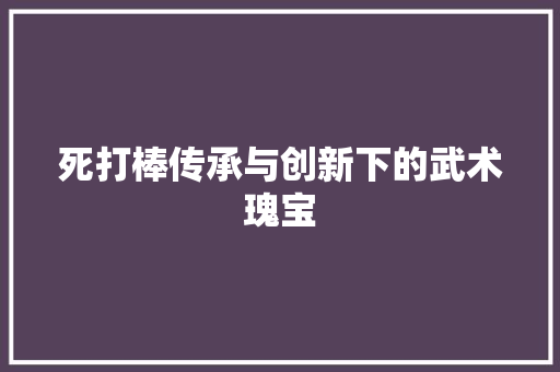 死打棒传承与创新下的武术瑰宝