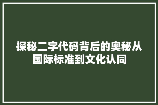 探秘二字代码背后的奥秘从国际标准到文化认同