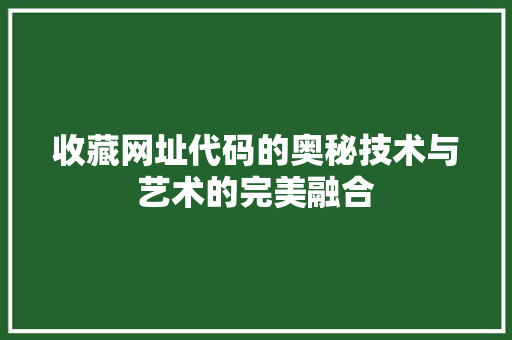收藏网址代码的奥秘技术与艺术的完美融合