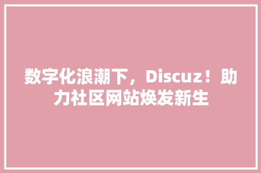 数字化浪潮下，Discuz！助力社区网站焕发新生