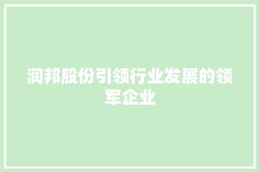 润邦股份引领行业发展的领军企业