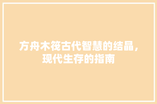 方舟木筏古代智慧的结晶，现代生存的指南