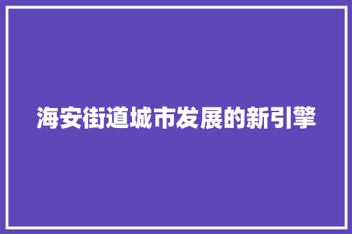 海安街道城市发展的新引擎