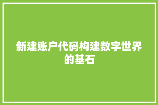 新建账户代码构建数字世界的基石