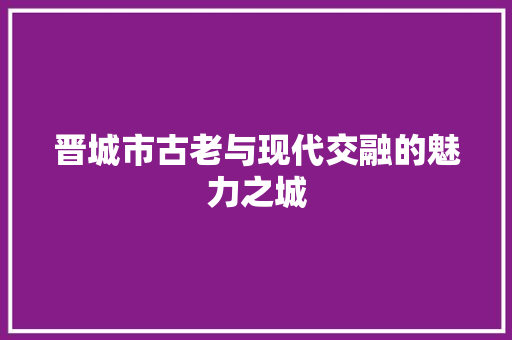 晋城市古老与现代交融的魅力之城
