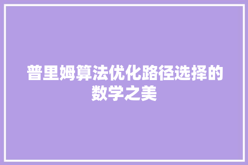 普里姆算法优化路径选择的数学之美