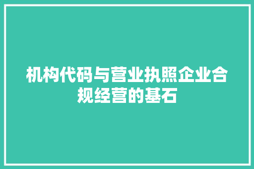 机构代码与营业执照企业合规经营的基石