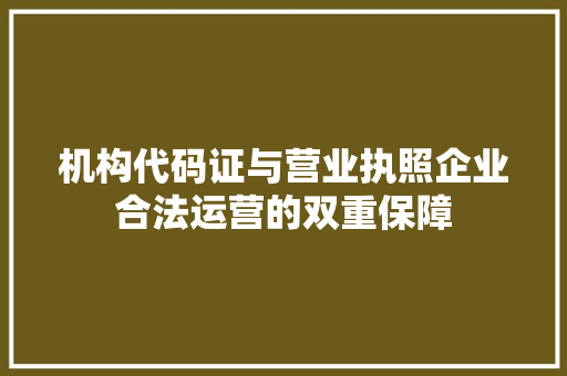 机构代码证与营业执照企业合法运营的双重保障