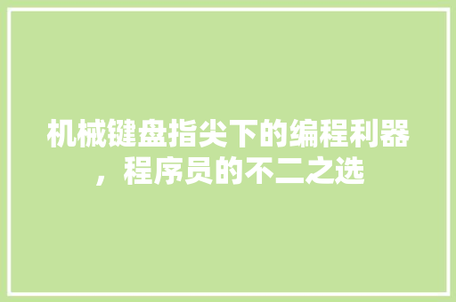 机械键盘指尖下的编程利器，程序员的不二之选