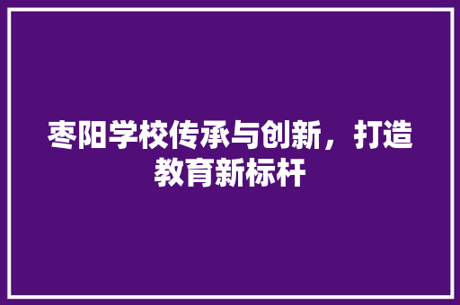 枣阳学校传承与创新，打造教育新标杆