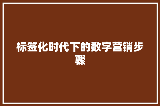 标签化时代下的数字营销步骤