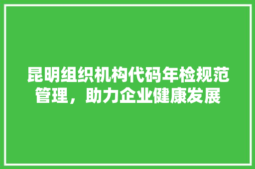 昆明组织机构代码年检规范管理，助力企业健康发展