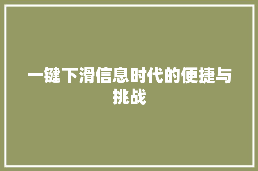 一键下滑信息时代的便捷与挑战