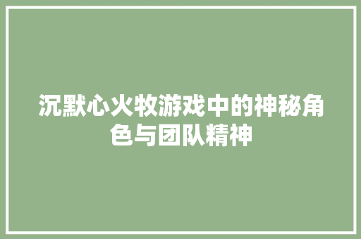 沉默心火牧游戏中的神秘角色与团队精神