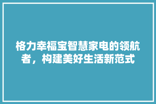 格力幸福宝智慧家电的领航者，构建美好生活新范式