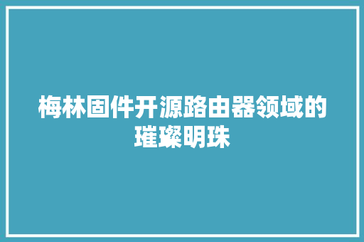 梅林固件开源路由器领域的璀璨明珠