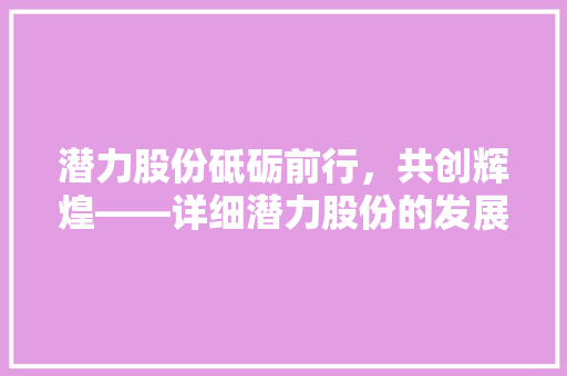 潜力股份砥砺前行，共创辉煌——详细潜力股份的发展历程与未来展望