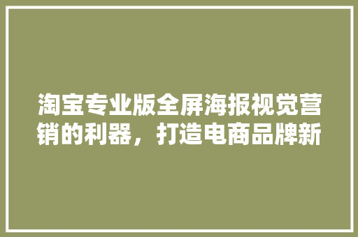 淘宝专业版全屏海报视觉营销的利器，打造电商品牌新高度