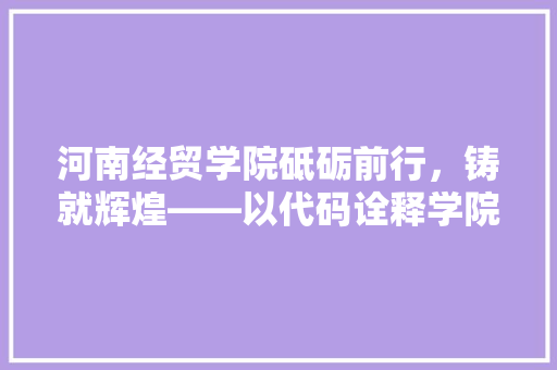 河南经贸学院砥砺前行，铸就辉煌——以代码诠释学院的成长轨迹