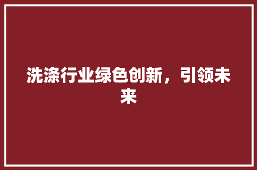 洗涤行业绿色创新，引领未来
