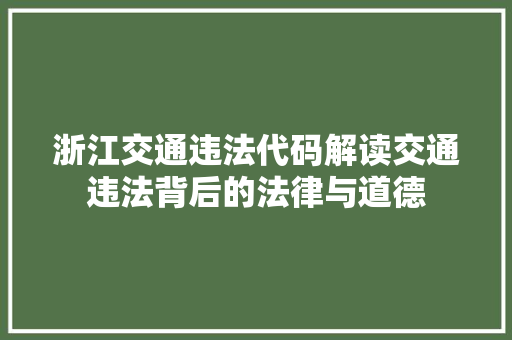 浙江交通违法代码解读交通违法背后的法律与道德
