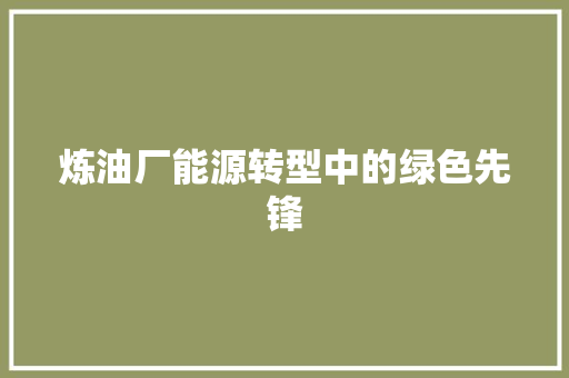 炼油厂能源转型中的绿色先锋