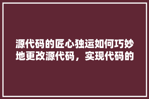 源代码的匠心独运如何巧妙地更改源代码，实现代码的升华与突破