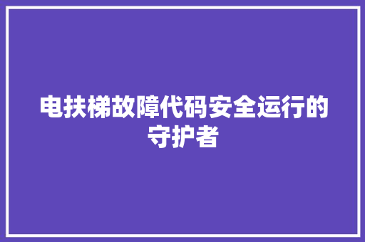 电扶梯故障代码安全运行的守护者