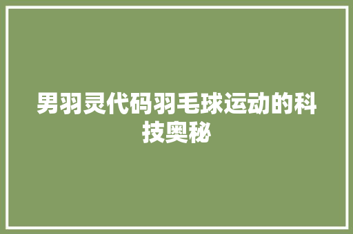 男羽灵代码羽毛球运动的科技奥秘