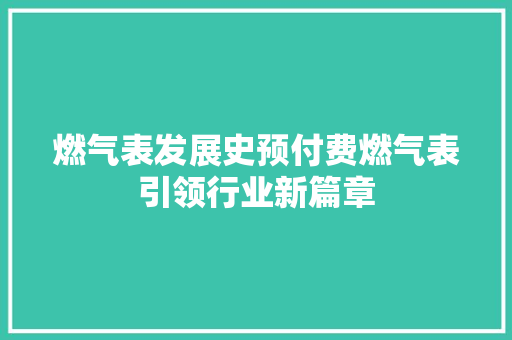 燃气表发展史预付费燃气表引领行业新篇章
