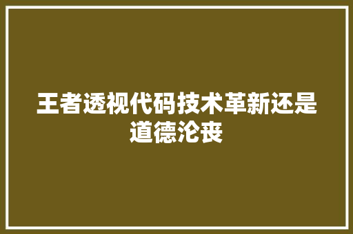 王者透视代码技术革新还是道德沦丧